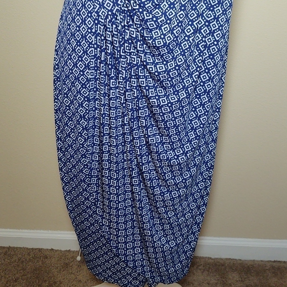 Enfocus Women Blue and White Sleeveless Dress - Picture 3 of 12